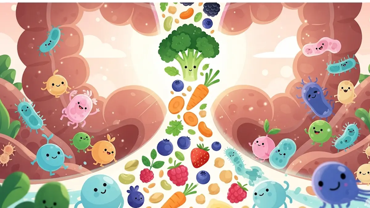 illustrazione colorata che mostra una varietà di frutta