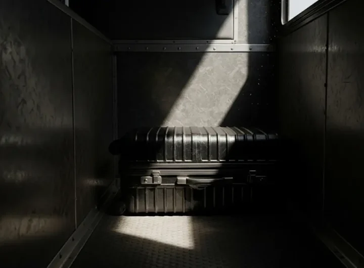 immagine che rappresenta un bagaglio anonimo in un vano portabagagli di un autobus