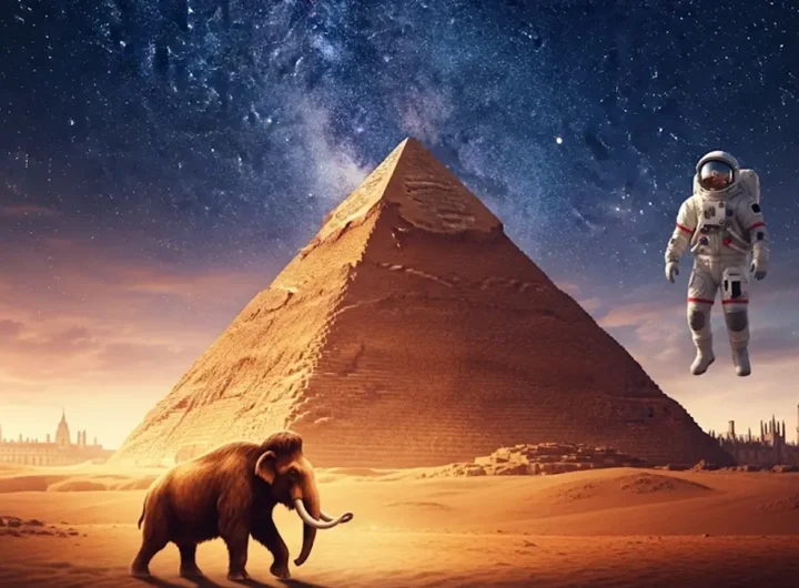 la Grande Piramide di Giza sotto un cielo stellato