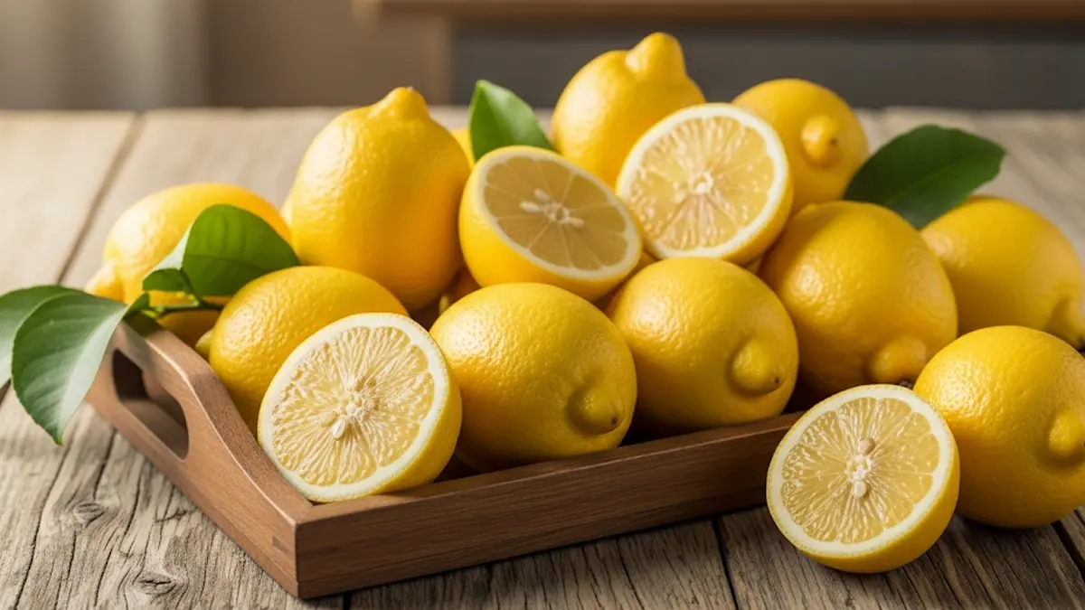 un vassoio di limoni