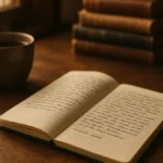 Consigli pratici su una scrivania da scrittore con un taccuino aperto