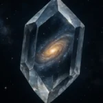 Cristallo di zircone che riflette la galassia a spirale della Via Lattea