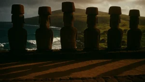 I sette moai di Ahu Akivi allineati