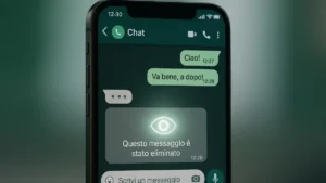 Icona di notifica di un messaggio WhatsApp eliminato su uno schermo di smartphone