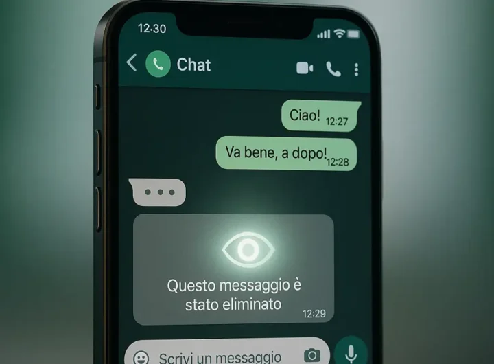 Icona di notifica di un messaggio WhatsApp eliminato su uno schermo di smartphone