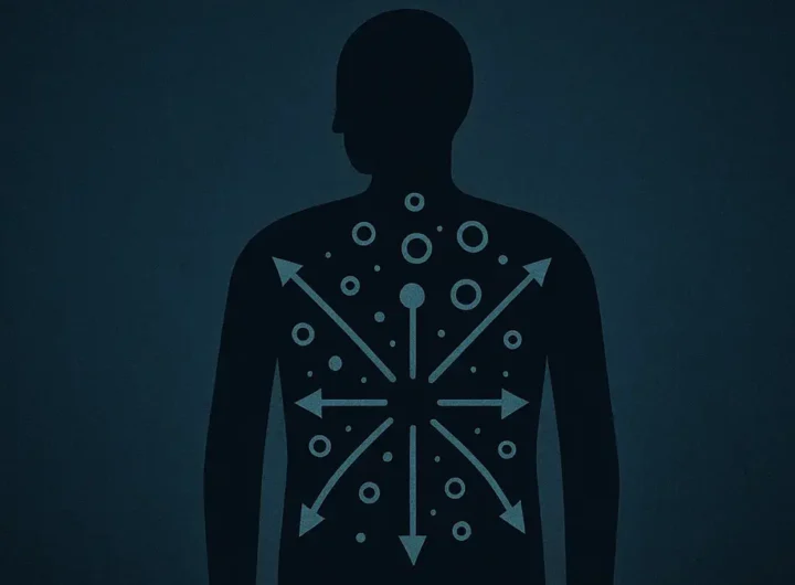 Illustrazione concettuale della pressione dei gas interno di un corpo umano in decomposizione