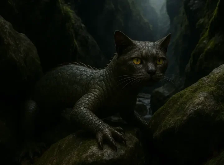 Illustrazione realistica del Tatzelwurm delle Alpi italiane