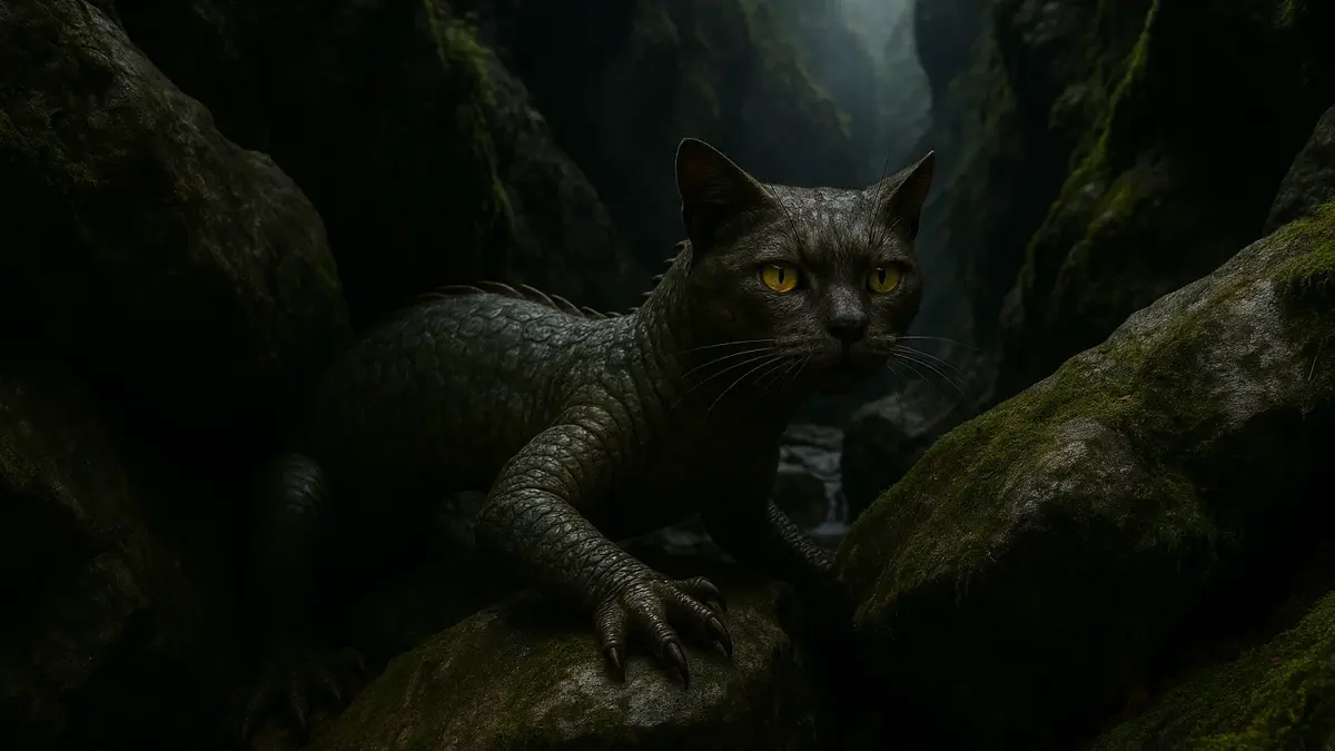 Illustrazione realistica del Tatzelwurm delle Alpi italiane