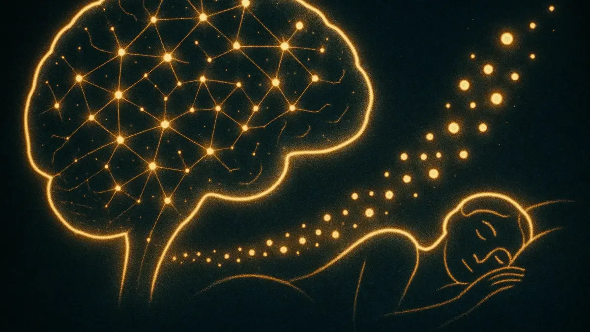 Illustrazione scientifica del cervello umano con aree colorate che evidenziano i circuiti neurali del sonno