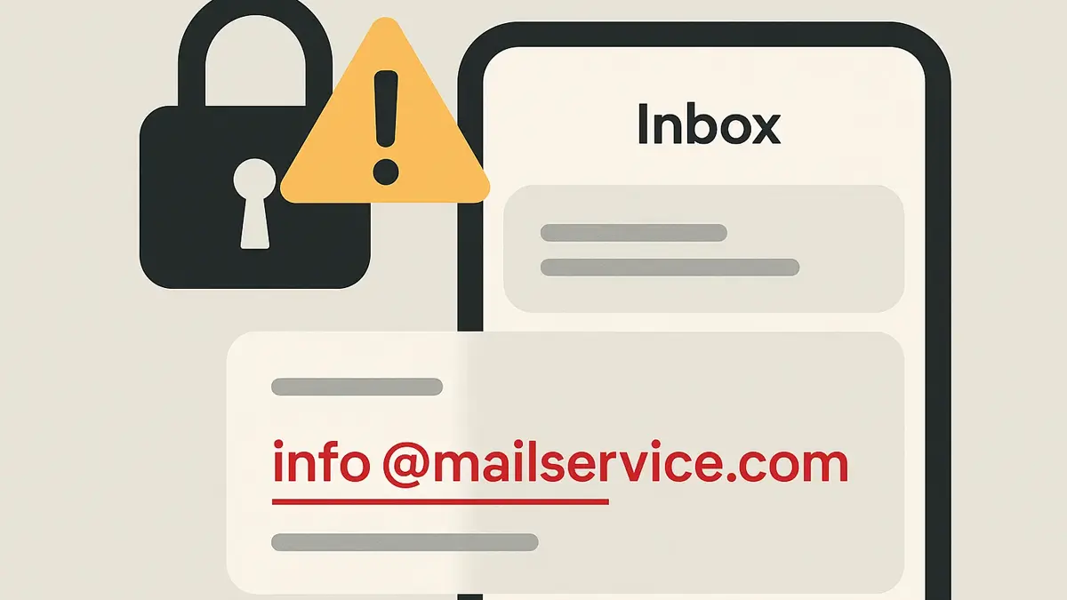 Immagine che simboleggia un messaggio di phishing su smartphone con icona di avviso e lucchetto rosso