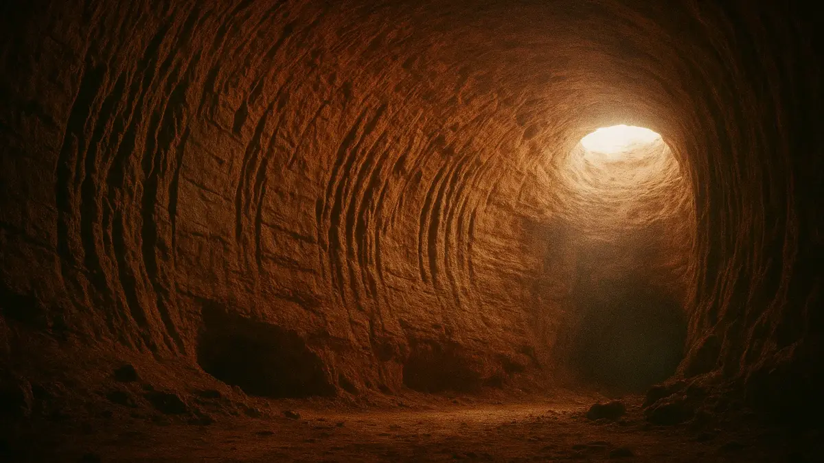 Interno di una paleotana in Brasile con evidenti segni di artigli sulle pareti