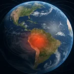 Mappa della Terra che mostra Anomalia Magnetica del Sud Atlantico