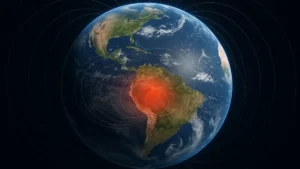 Mappa della Terra che mostra Anomalia Magnetica del Sud Atlantico