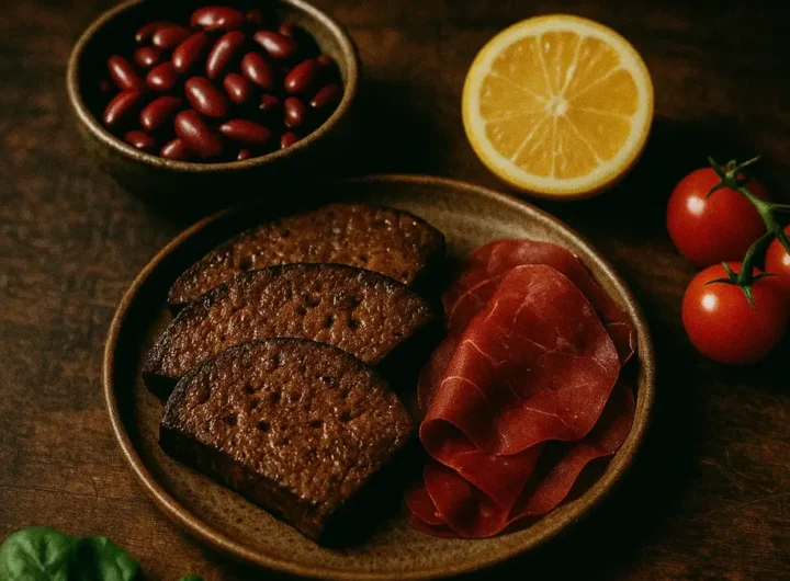Piatto di fegato e cipolle saltati con contorno di prezzemolo fresco