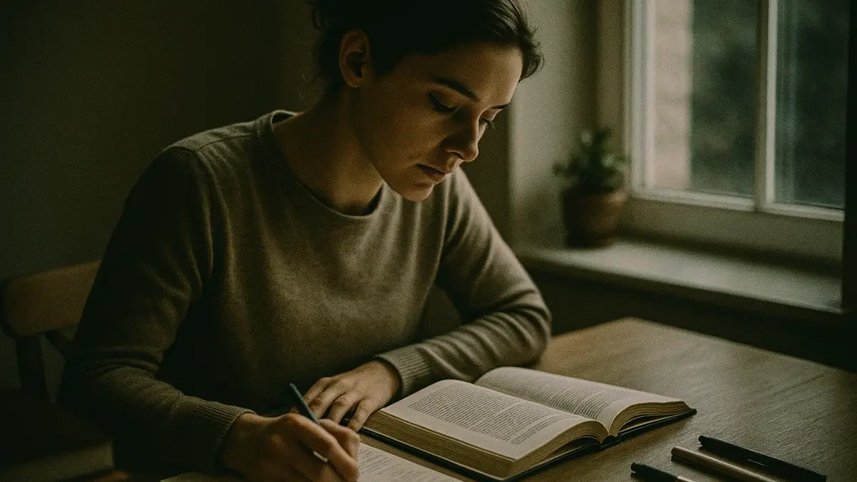 Studente concentrato alla scrivania applica tecniche per aumentare la concentrazione nello studio