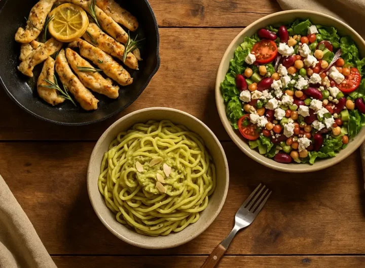 Tavola apparecchiata con piatti colorati e veloci per la cena