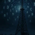 Trasmettitore radio militare su sfondo notturno