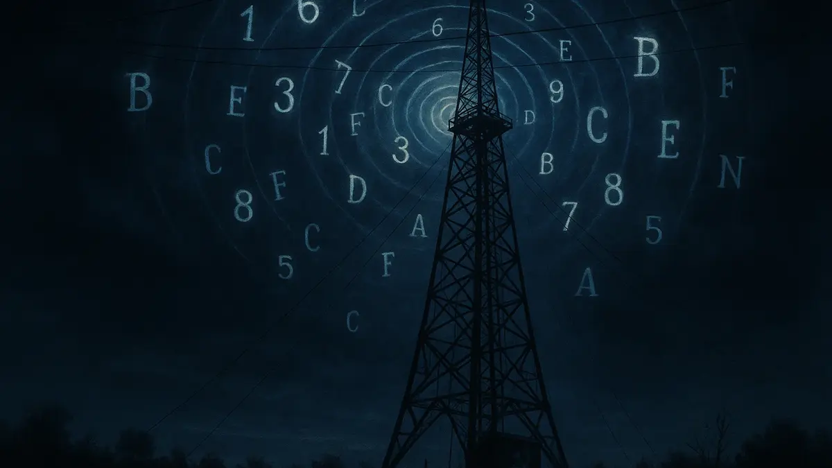 Trasmettitore radio militare su sfondo notturno