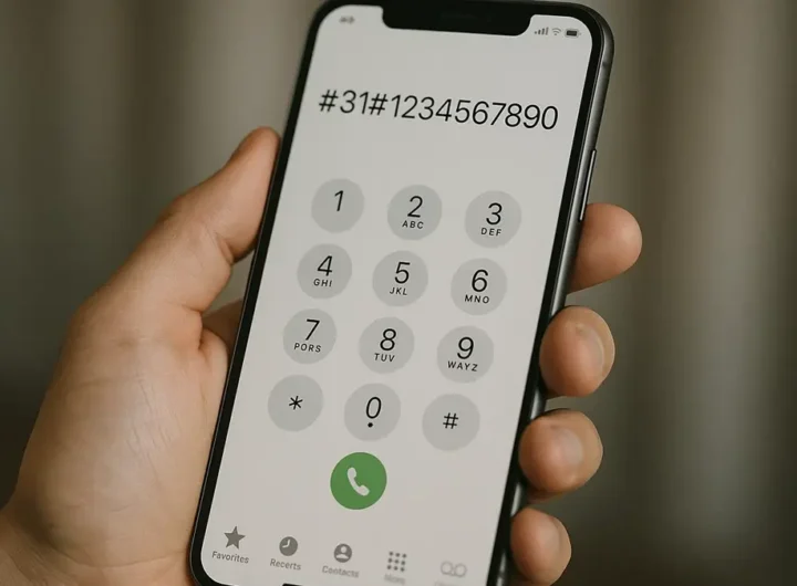 Una persona che digita il codice per chiamare con numero privato sul tastierino di uno smartphone moderno