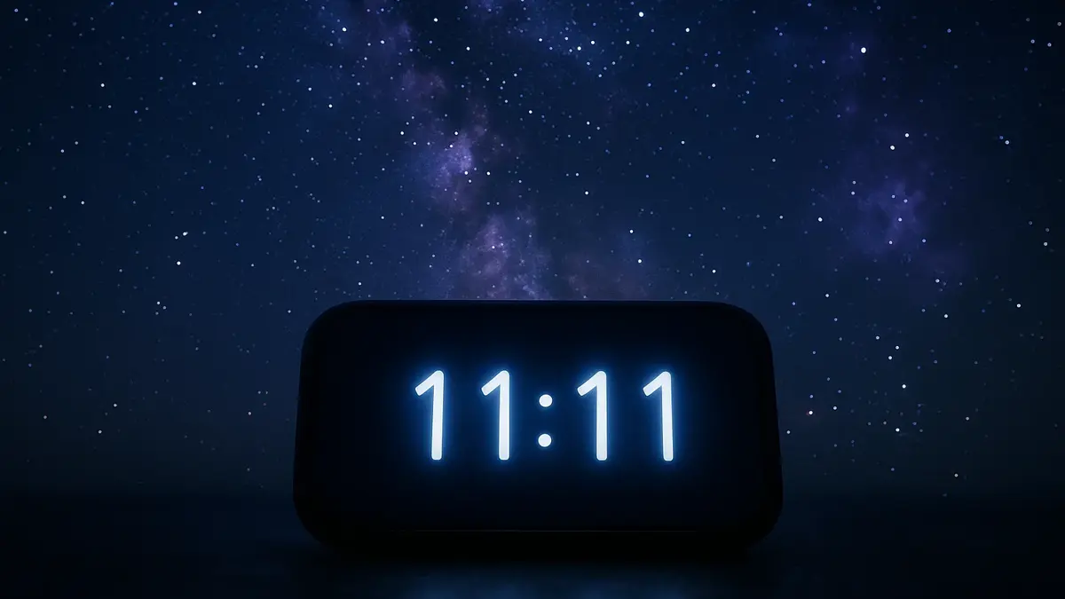 Una persona guarda stupita un orologio digitale che segna le 11-11