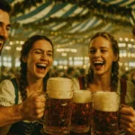 Visitatori in abiti tradizionali bavaresi