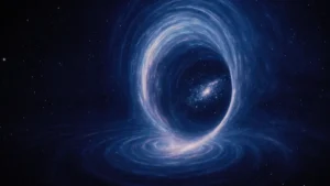 Visualizzazione artistica di un wormhole che collega due galassie o universi distinti