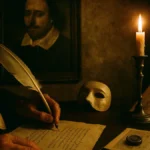 immagine composita che mostra il ritratto di William Shakespeare