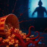 immagine vibrante e cinematografica che catturi essenza di un film horror comico