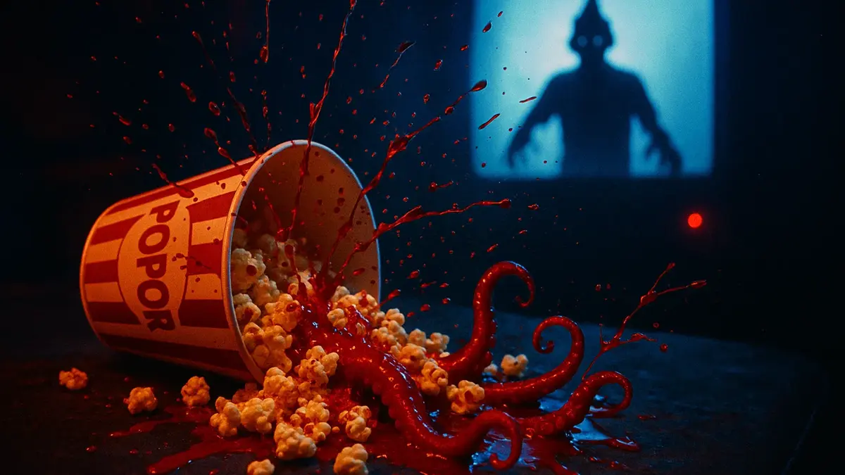 immagine vibrante e cinematografica che catturi essenza di un film horror comico