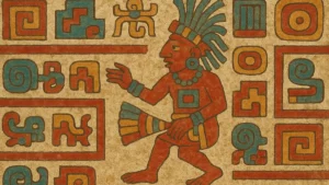 Affresco con simboli e geroglifici in stile Teotihuacan