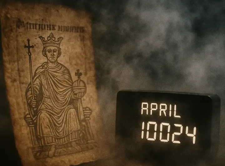 Antico manoscritto con un orologio rotto o un calendario alterato