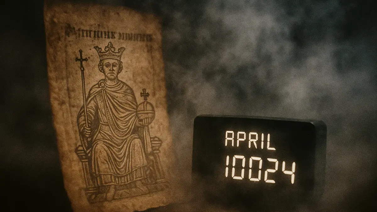 Antico manoscritto con un orologio rotto o un calendario alterato