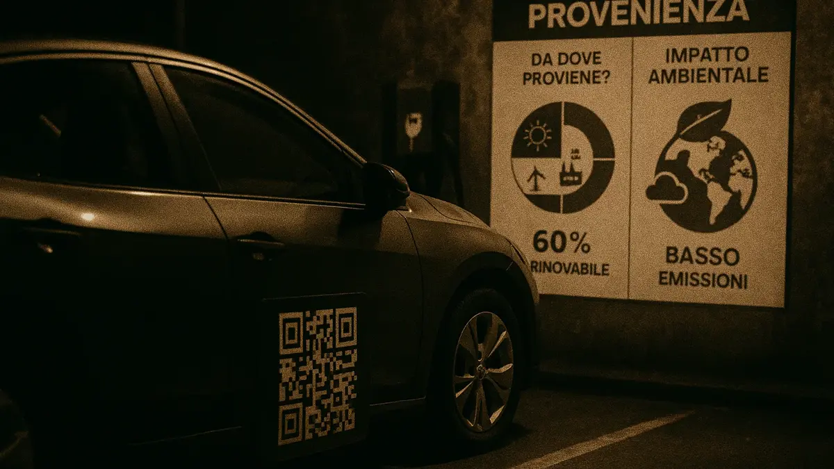 Batteria auto elettrica con codice QR e dettagli visibili