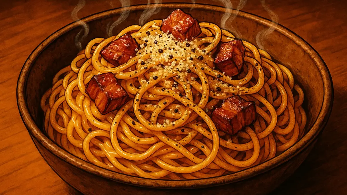 Carbonara con guanciale croccante e pecorino