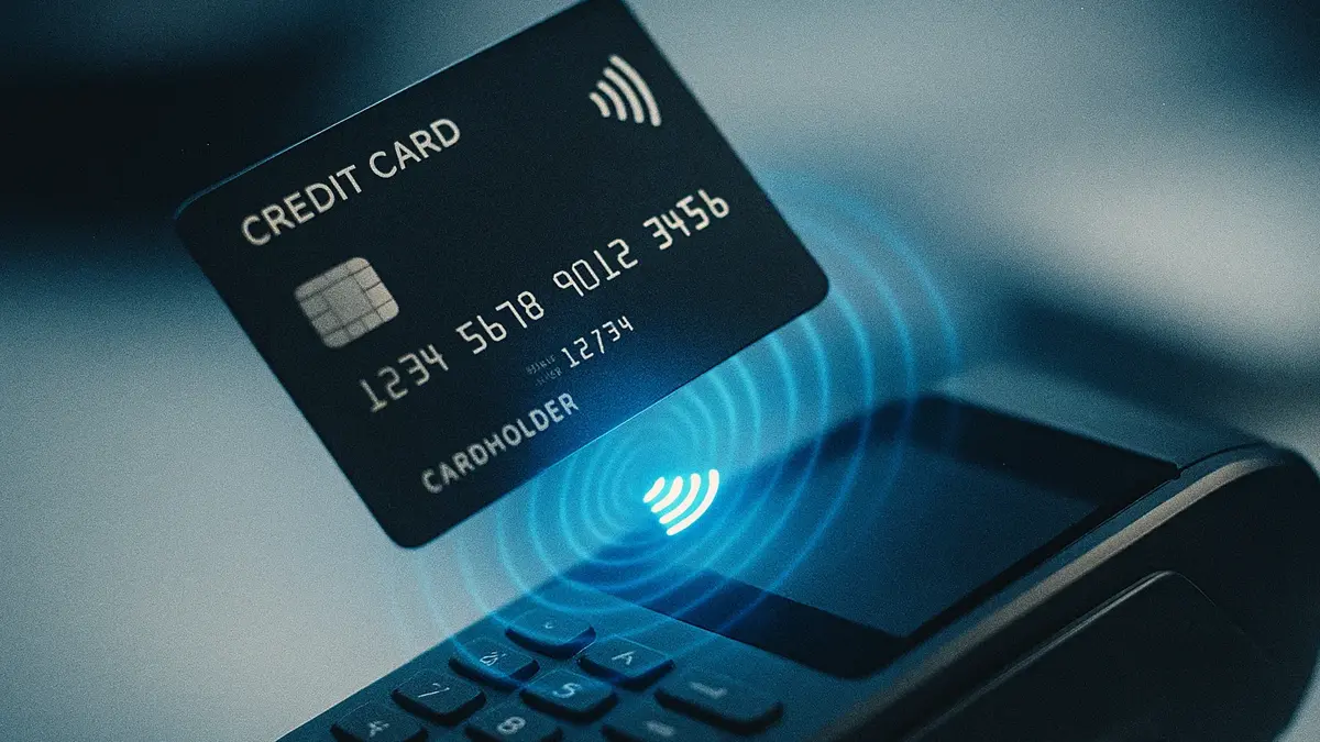 Carta di debito o credito contactless con simbolo NFC