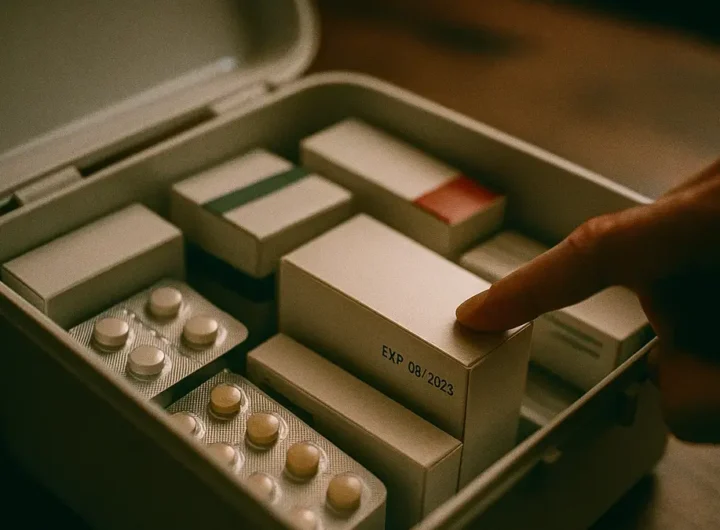 Cassetta di medicinali con alcune confezioni di compresse
