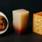 Collezione di cibi strani nel mondo Balut Hákarl Casu Marzu