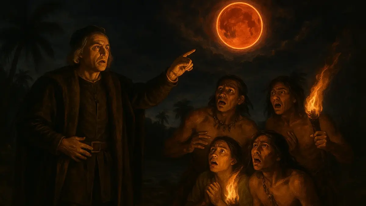 Cristoforo Colombo osserva un eclissi lunare totale
