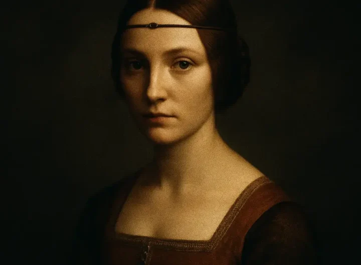 Dettaglio del Ritratto di Dama attribuito a Leonardo da Vinci