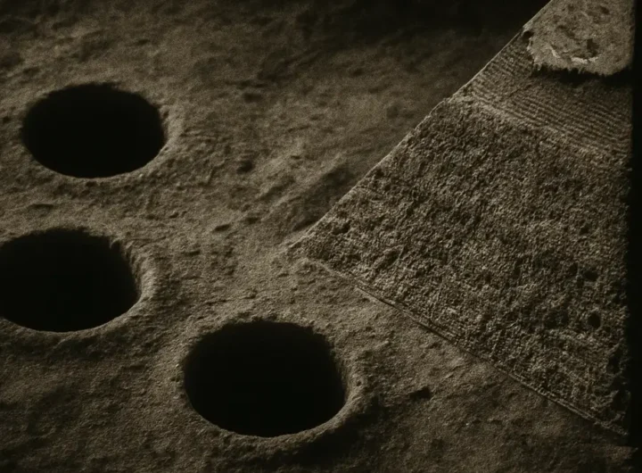 Dettaglio di condotto verticale scolpito nella roccia vicino alle piramidi di Giza