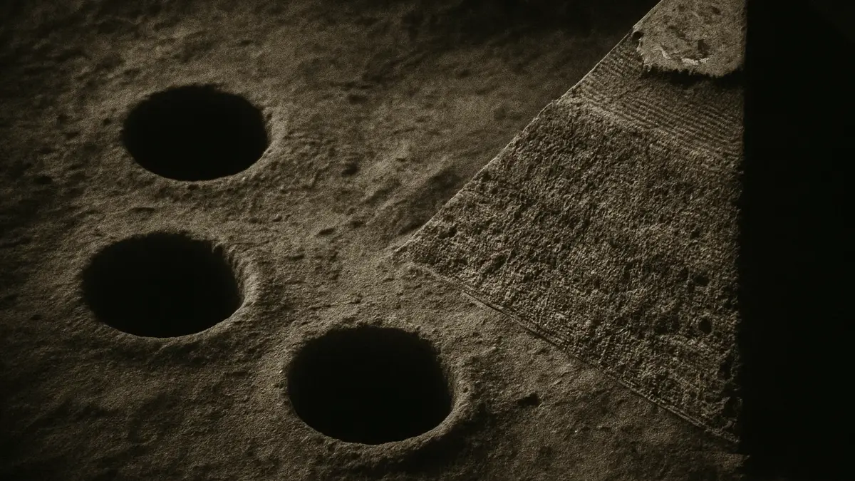 Dettaglio di condotto verticale scolpito nella roccia vicino alle piramidi di Giza