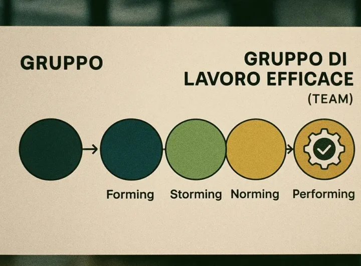 Diagramma a frecce delle 5 fasi di Tuckman