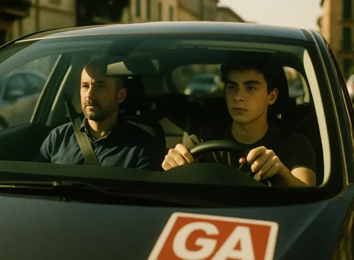 Giovane di 17 anni alla guida con accanto un adulto accompagnatore