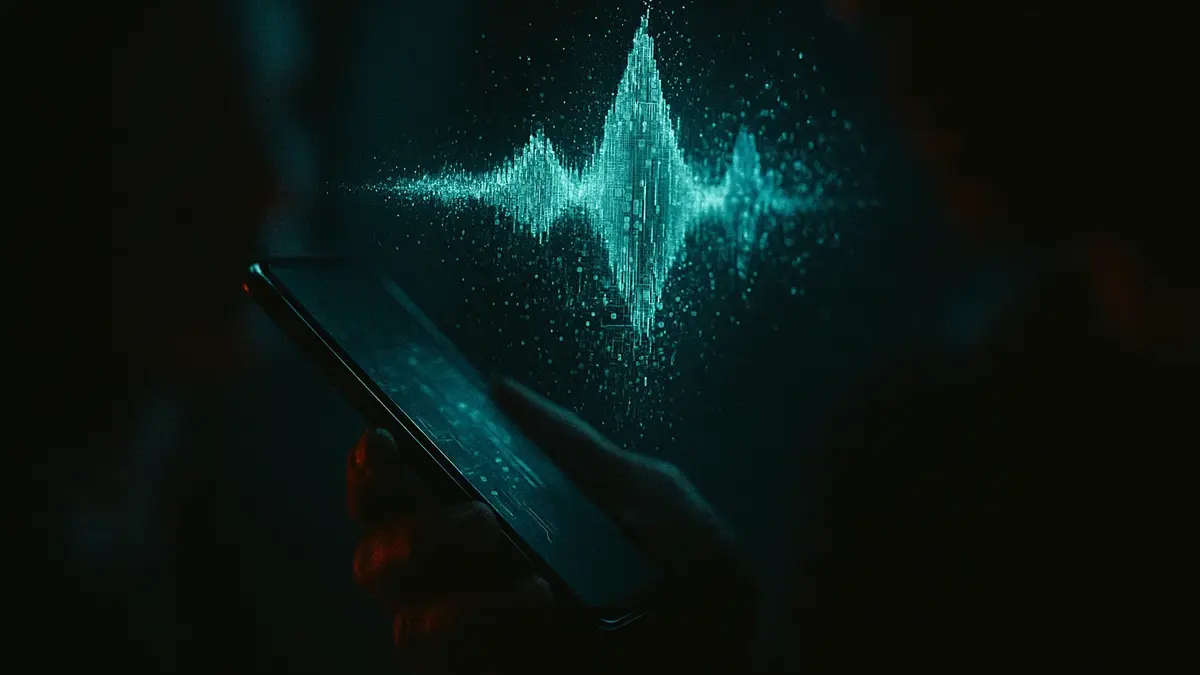 Icona di un telefono che emette un onda sonora digitale