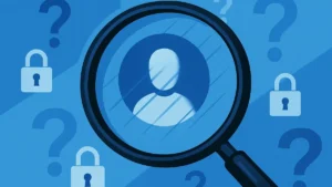 Icona lente ingrandimento con il logo di Facebook