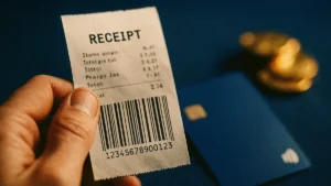 Illustrazione Codice Lotteria in primo piano con uno scontrino elettronico