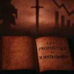 Illustrazione che mostra un libro antico di Nostradamus