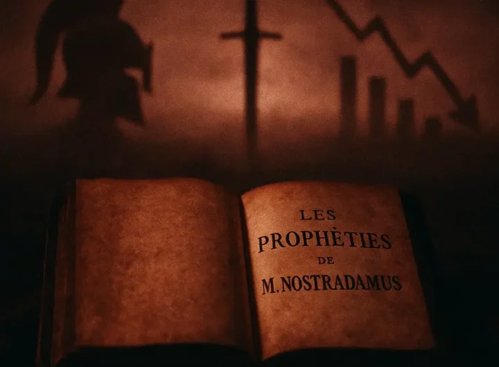 Illustrazione che mostra un libro antico di Nostradamus