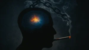 Illustrazione che rappresenta la dipendenza da nicotina e fumo