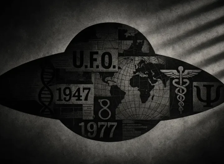 Illustrazione concettuale che fonde il profilo di un disco volante
